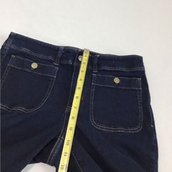 American Eagle Outfitters Dark Blue Flared Leg Jeans Patch Pocket Size 12 - Picture 11 of 12